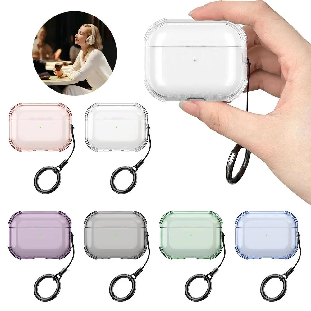 Transparente weiche TPU-Hülle für AirPods Pro 3 2025, stoßfeste Schutzhülle für AirPods 4 3 2 1 Pro 2-Hüllen mit Umhängeband Image