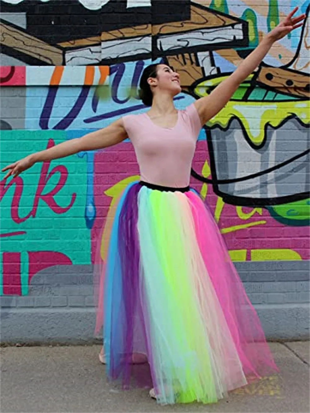 2025, Sommer-Maxi-Tutu-Röcke, mehrschichtig, flauschiger Tüll, Regenbogen-Petticoat, elastische Taille, A-Linie, Abschlussball, Party, Ballkleider, halbe Slips Image