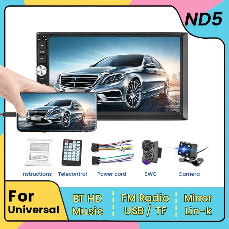 ND5 Autoradio Stereo 2 Din Touchscreen Universal 7 Zoll Multimedia Player Unterstützung Mirrorlink/AUX/USB/BT/FM/SWC/SD/RCA Autoradio Image