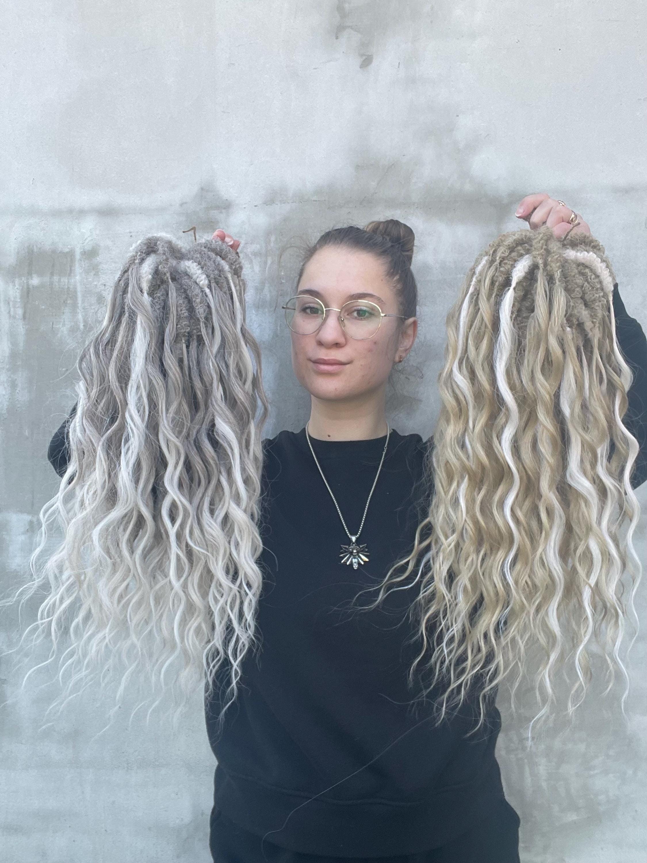 Extension per dreadlock ricci color biondo oro - Ricci boho da festival, dreadlock sintetici ondulati a doppia estremità, set completo di capelli ondu