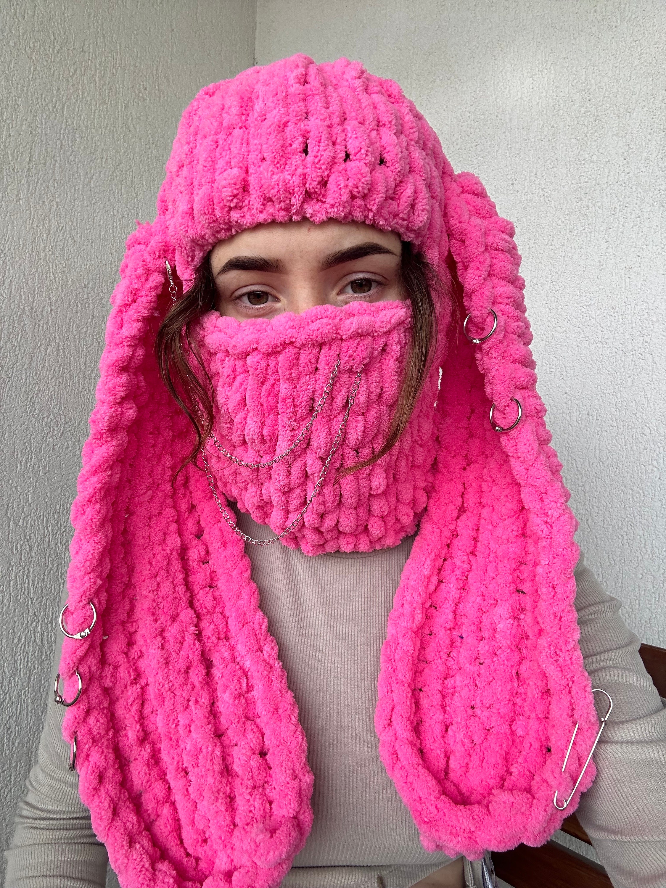 Maschera passamontagna, passamontagna all'uncinetto, passamontagna con cappello, passamontagna per costume, passamontagna con berretto, passamontagna