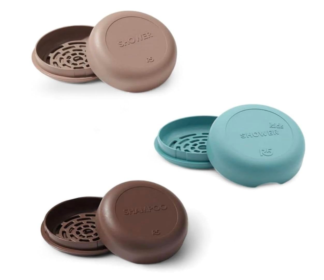 R5 Porta Sapone Bagno Solido 3 Pezzi, Plastica Riciclata, Ideale per D