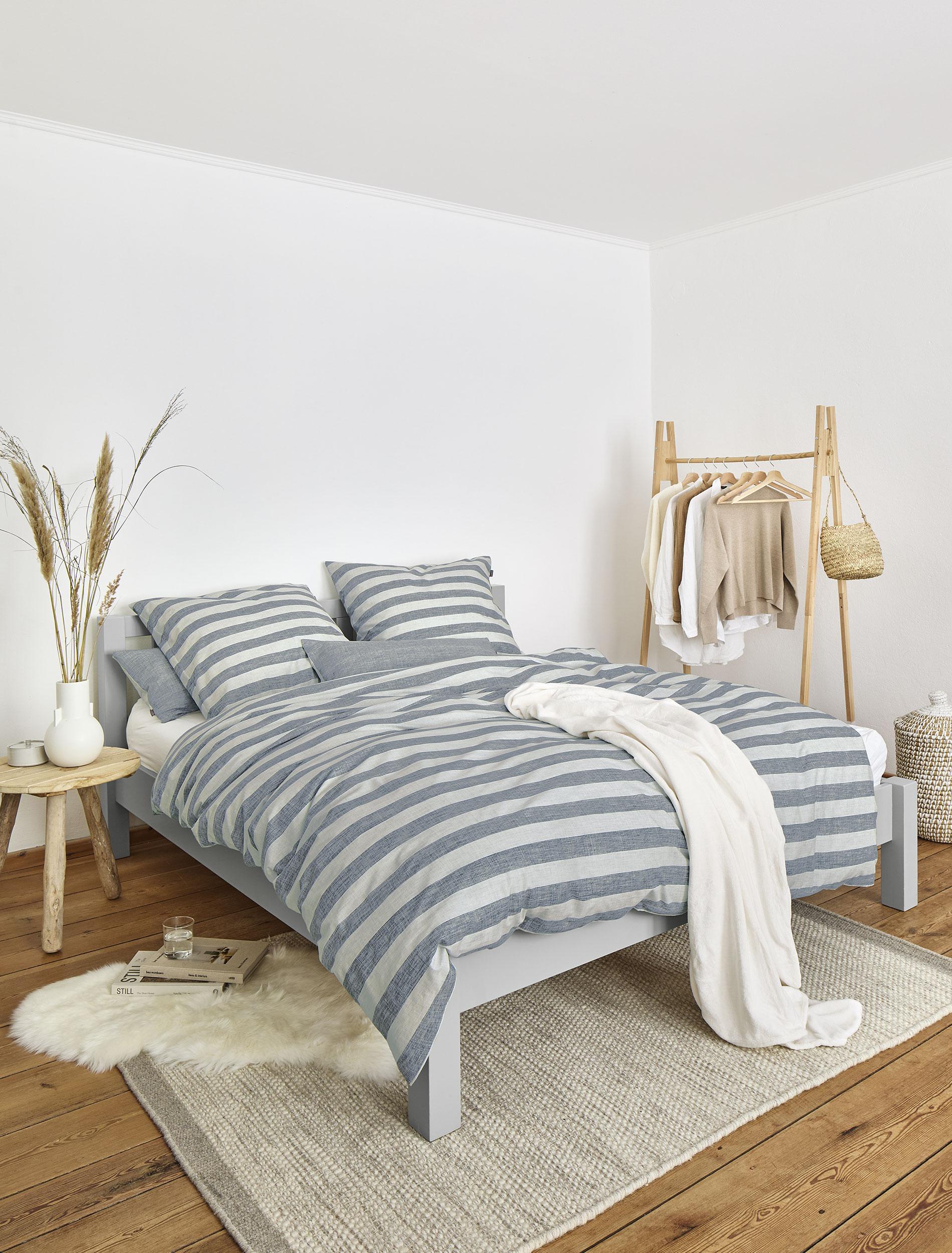 Bettwäsche IRISETTE "Wave-HK 8559", blau, B/L: 140cm x 200cm, 1 Stk., 1 Stk., Mako-Satin, B/L: 90cm x 70cm, 2 Stk., Mako-Satin, Obermaterial: 100% Baumwolle, Bettwäsche, Bettwäsche, anschmiegsam und atmungsaktiv