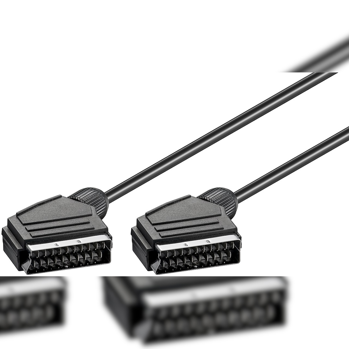 Goobay 11703 Scart Verbindungskabel, vernickelt, ø 7 mm, 2 m, Schwarz - Scartstecker (21-Pin) > Scartstecker (21-Pin) Image