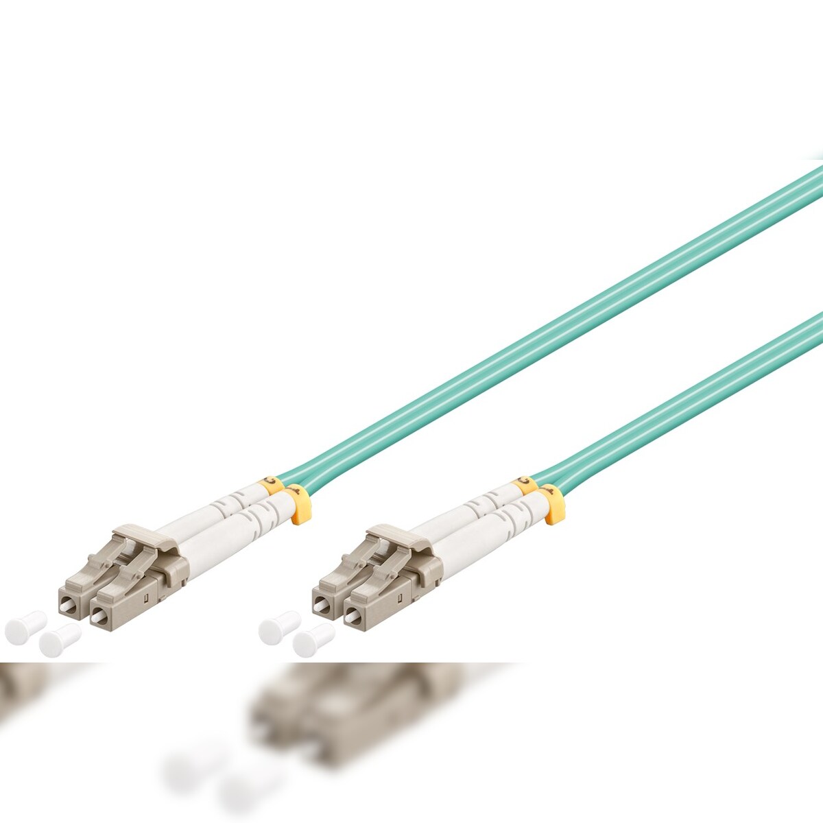 Goobay 95750 LWL Kabel, Multimode (OM3) Aqua, 0.5 m, Türkis - LC-Stecker (UPC) > LC-Stecker (UPC) Image