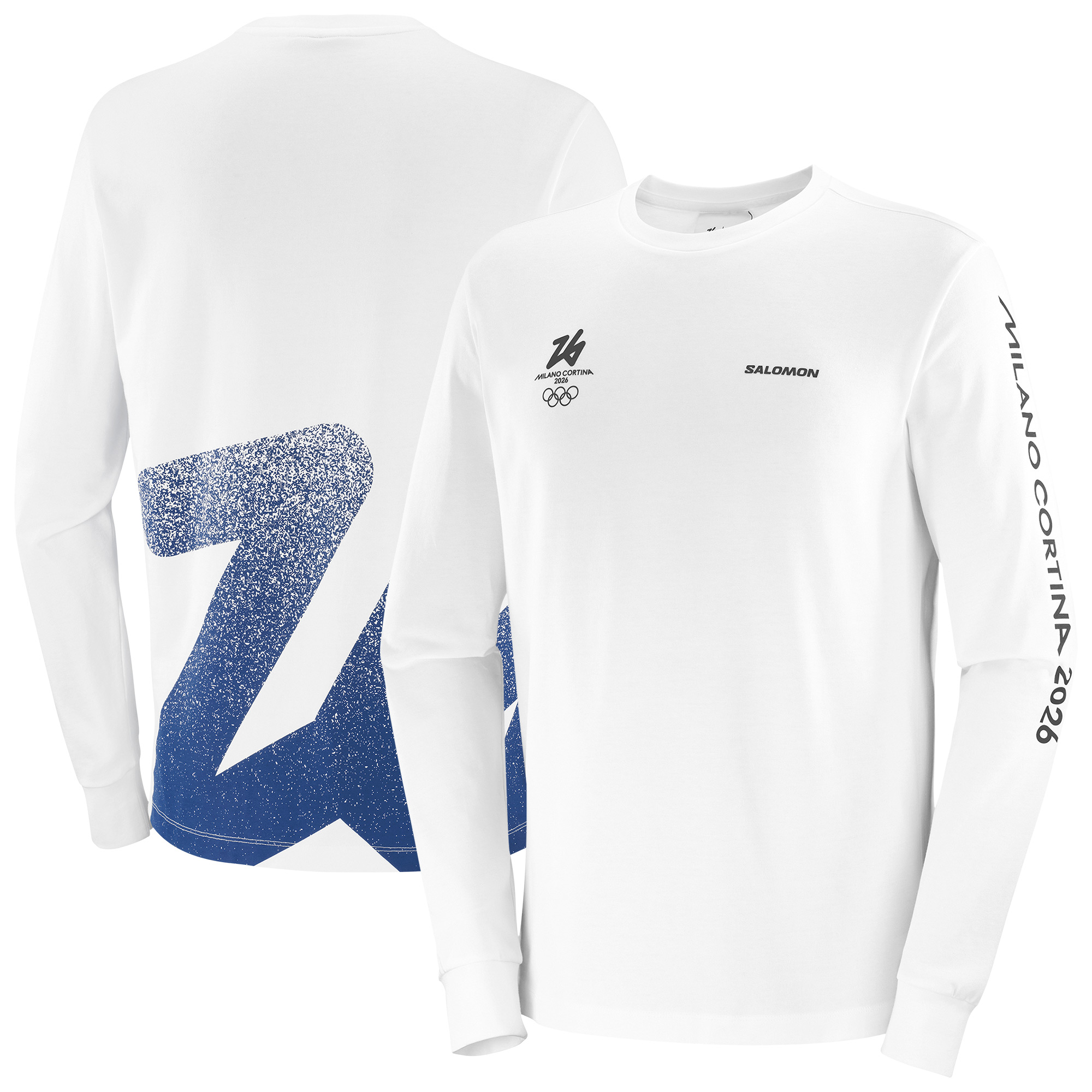 Langärmliges T-Shirt mit Salomon-Logografik für die Olympischen Spiele 2026 in Milano Cortina – Unisex – Weiß Image