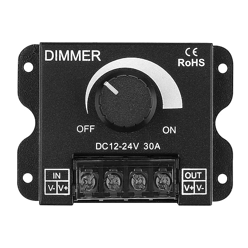 LED-Lichtstreifen-Dimmer DC12V-24V 30A PWM-Dimm-Controller für Dimmerknopf, Helligkeitseinstellung, Ein-/Ausschalter mit Aluminiumgehäuse (Aluminium-Dimmer) Image