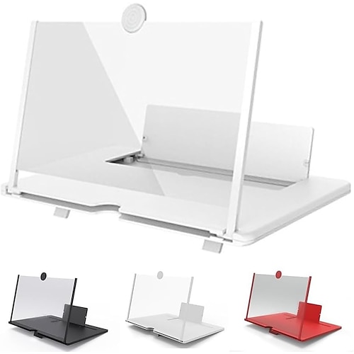 10/12 Zoll 3D-HD-Bildschirmlupe mit gebogenem Bildschirm und Klappständer – tragbares Multifunktionsobjektiv für Filme und Spiele Videoanrufe, kompatibel mit allen Smartphones