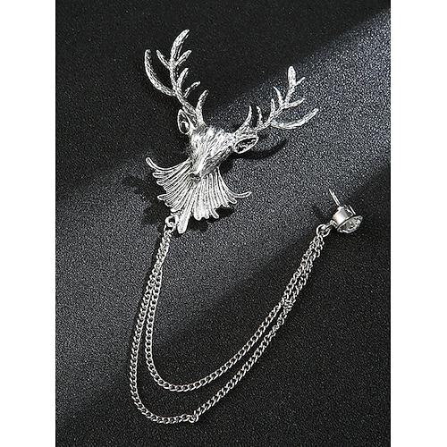 Weihnachts-Anstecknadel für Herren mit Hirsch-, Drachen-, Löwen- und Kronenmotiven, Legierungsmaterial, festliches Accessoire für Feiertagspartys und Geschenke, mehrere Muster Image