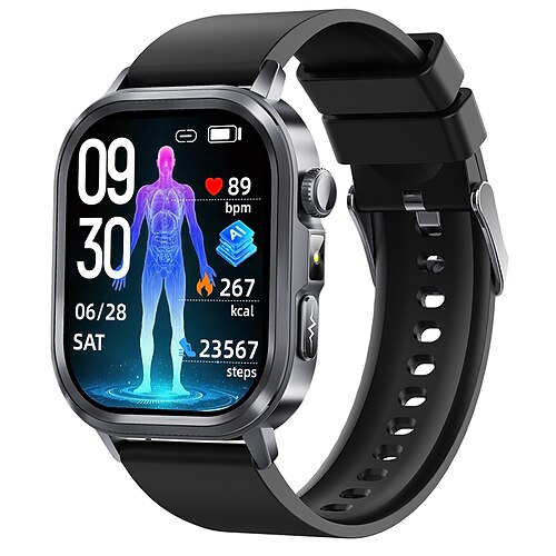 ET573 Smart Watch 1,95 Zoll Smartwatch Fitness Laufuhr Bluetooth ECGPPG Temperaturüberwachung Schrittzähler für Android iOS Frauen Männer Lange Standby Freisprechfunktion wasserdicht Image
