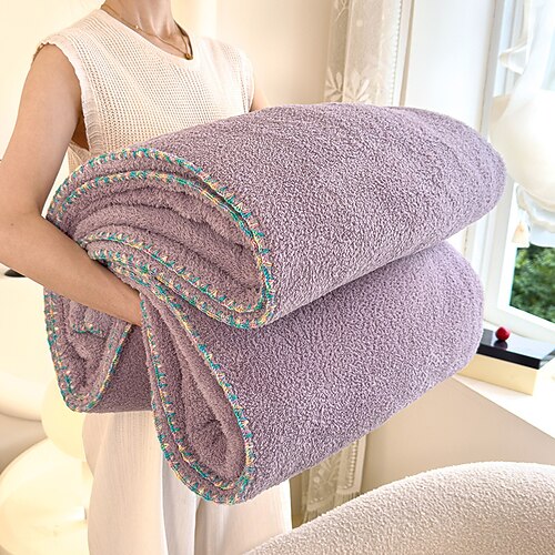 dicke Fleecedecke aus Milchsamt, weiche Korallenfleece-Nickerchendecke, Halb-Sherpa-Plüschdecke für Zuhause, kuschelig warme Winterdecke Image