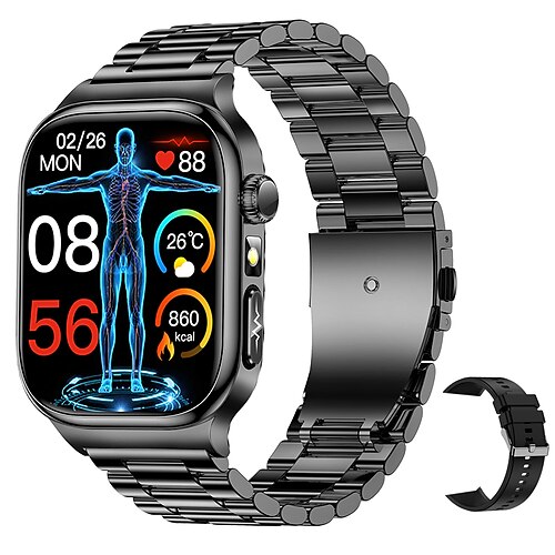 Neue 2,04 Zoll AMOLED-Bildschirm 650 mAh Akku EKG PPG Gesundheitsdiagnose Smart Watch Männer Frauen Herzfrequenz-Tracker Sport LED Taschenlampe Smart Watch Image