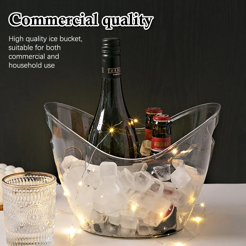 Seau à glace en plastique 4L/8L pour boissons et fêtes, parfait pour le vin, le Champagne, Mimosa, Bar à Cocktail, pique-nique en plein air, stockage de fruits