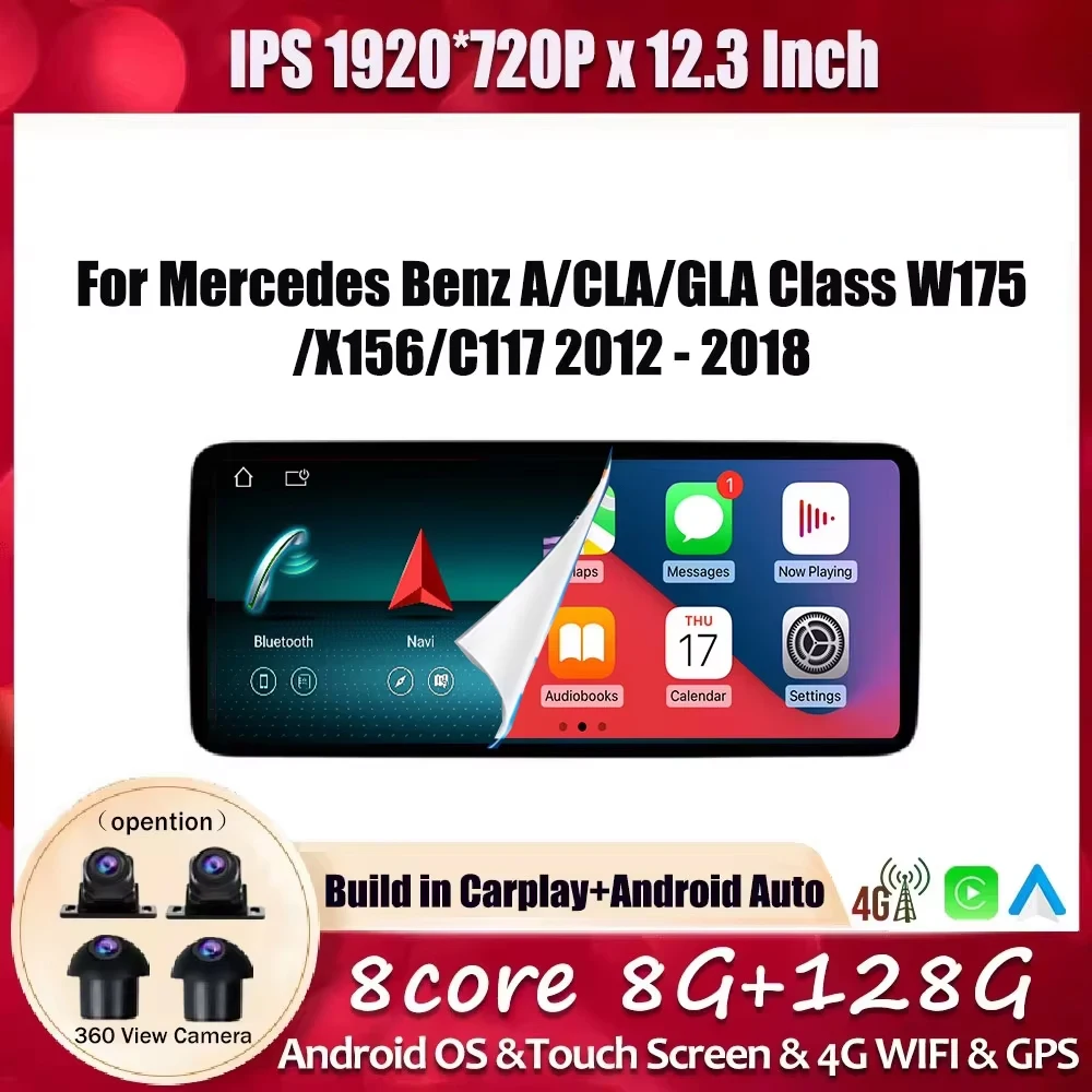 Vidéo HD pour Mercedes Benz A/CLA/GLA classe W175/X156/C117 2012-2018 autoradio vidéo lecteur multimédia 12.3 