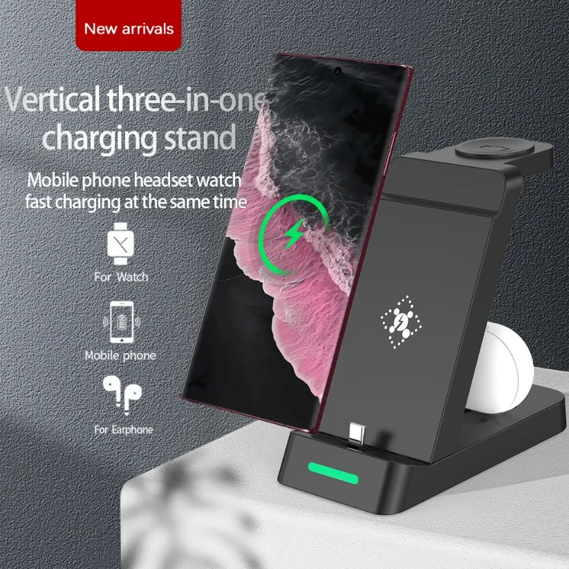 3-in-1 kabelloser Ladeständer für iPhone 17–12 x Samsung S25 S23 S22 Schnellladestation Dock für Galaxy/Apple Watch AirPods Image