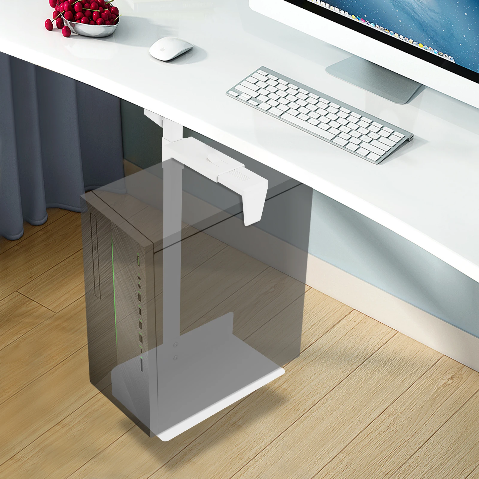 Hängende Computer-Host-Halterung, verstellbare Computergehäuse-Halterung, Halterung unter dem Schreibtisch für Computergehäuse Image