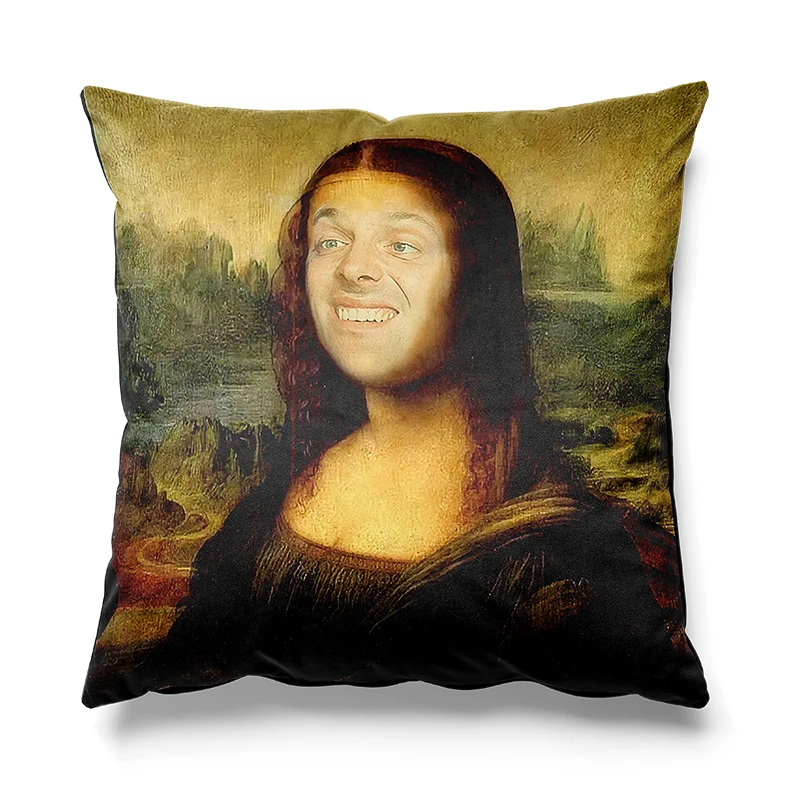 Aertemisi 18'' x 18'' Rik Mayall Mona Lisa Quadratische Dekokissenbezüge, Kissenbezüge, 45 cm x 45 cm Image