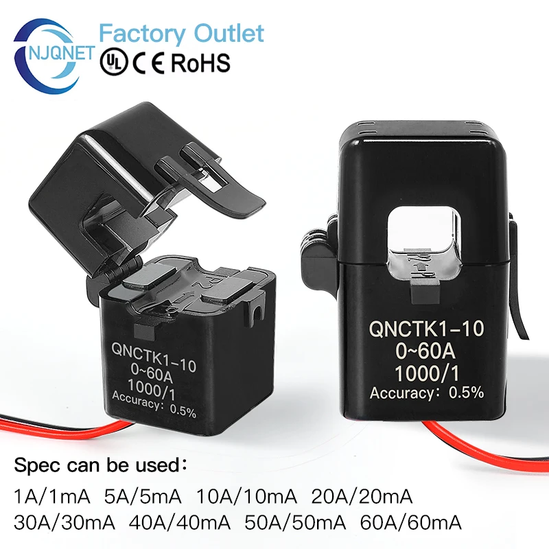 Split-Core-Stromwandler ct QNCTK1-10 5A5mA 5A2,5mA 10A 5mA QNCTK1-16 50A 50mA 100A 25mA Klemmstromwandlersensor Image