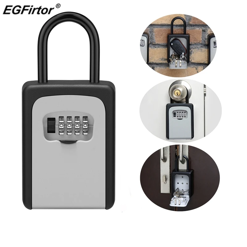 Passwort Vorhängeschloss Schlüssel Lagerung Box Smart Outdoor Schlüssel Safe Lock-Box Schlüssel Code Box Schlüssel Lagerung Lock-Box Wand Montiert Passwort Lock Image