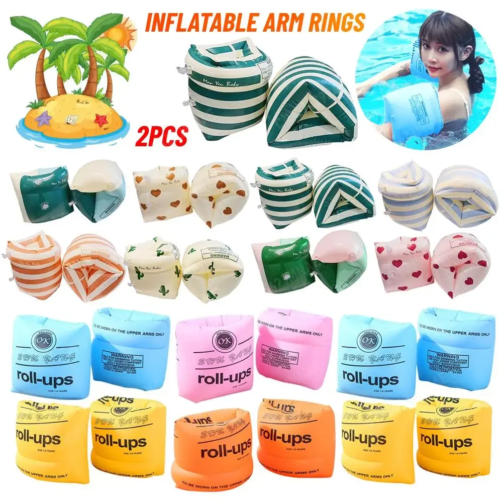 2 teile/satz Erwachsene Kinder Schwimmen Aufblasbare Arm Ringe Tragbare Schwimm Kreis Ärmeln Pool Boje Armbinden Schwimmbad Ausrüstung Image