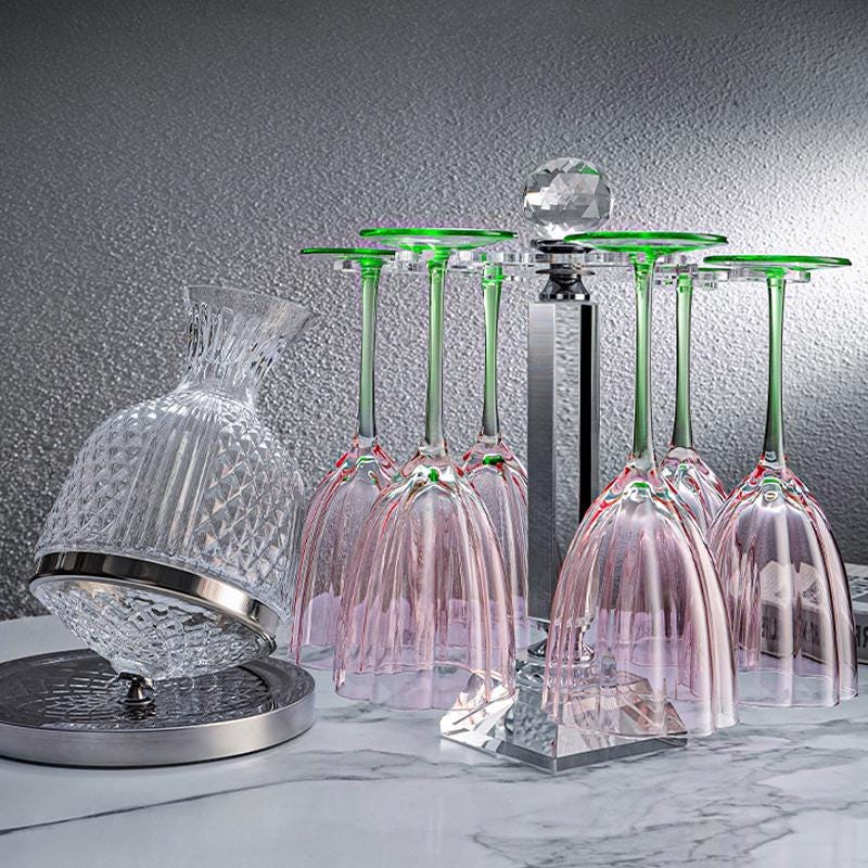 Calici da vino con fiori / Calici rosa e verdi / Calici da vino in cristallo / Calici da vino rosso / Calici da champagne / Decanter / Calici da vino