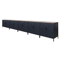 PROREGAL Mega Deal 5x Aktenschrank LION Metall mit Beinen Metallschrank Doppeltür 76x80x40cm Kommode 2 verstellbare Einlegeböden Vintagebraun/Schwarz Image