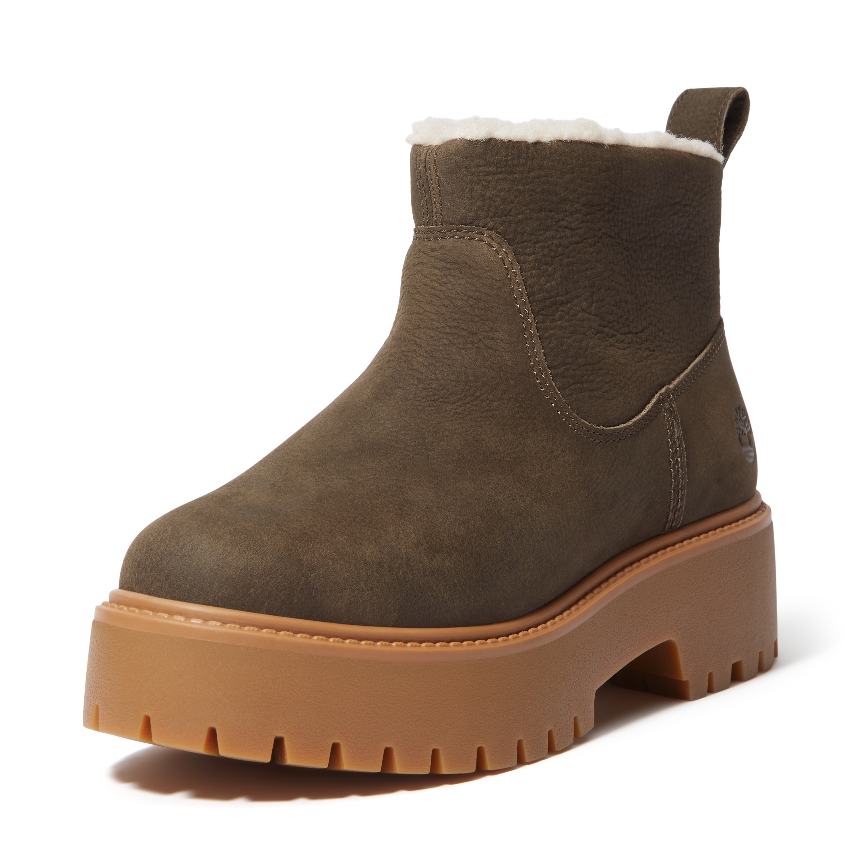 Chelseaboots TIMBERLAND "STONE STREETMID WARM LINED BOOT", Damen, Gr. 39, schwarz braun full grain, Leder, Schuhe Chelseaboots, Winterstiefel, Winterschuhe, Stiefelette, gefüttert