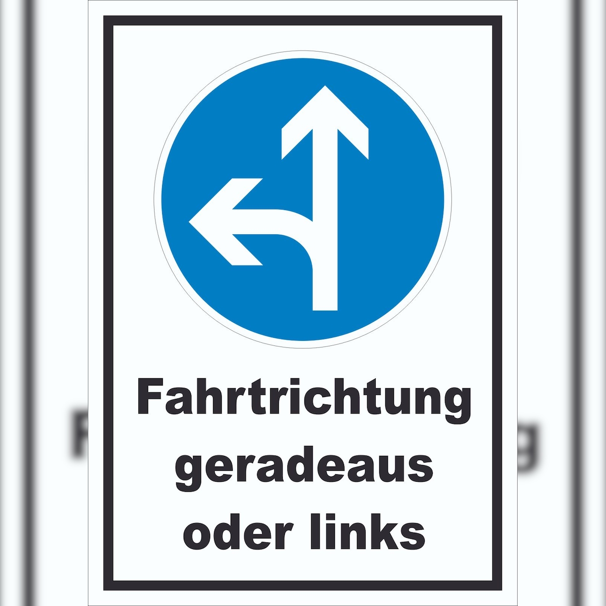 HB-Druck Schild Fahrtrichtung geradeaus oder links A6 Rückseite selbstklebend Image