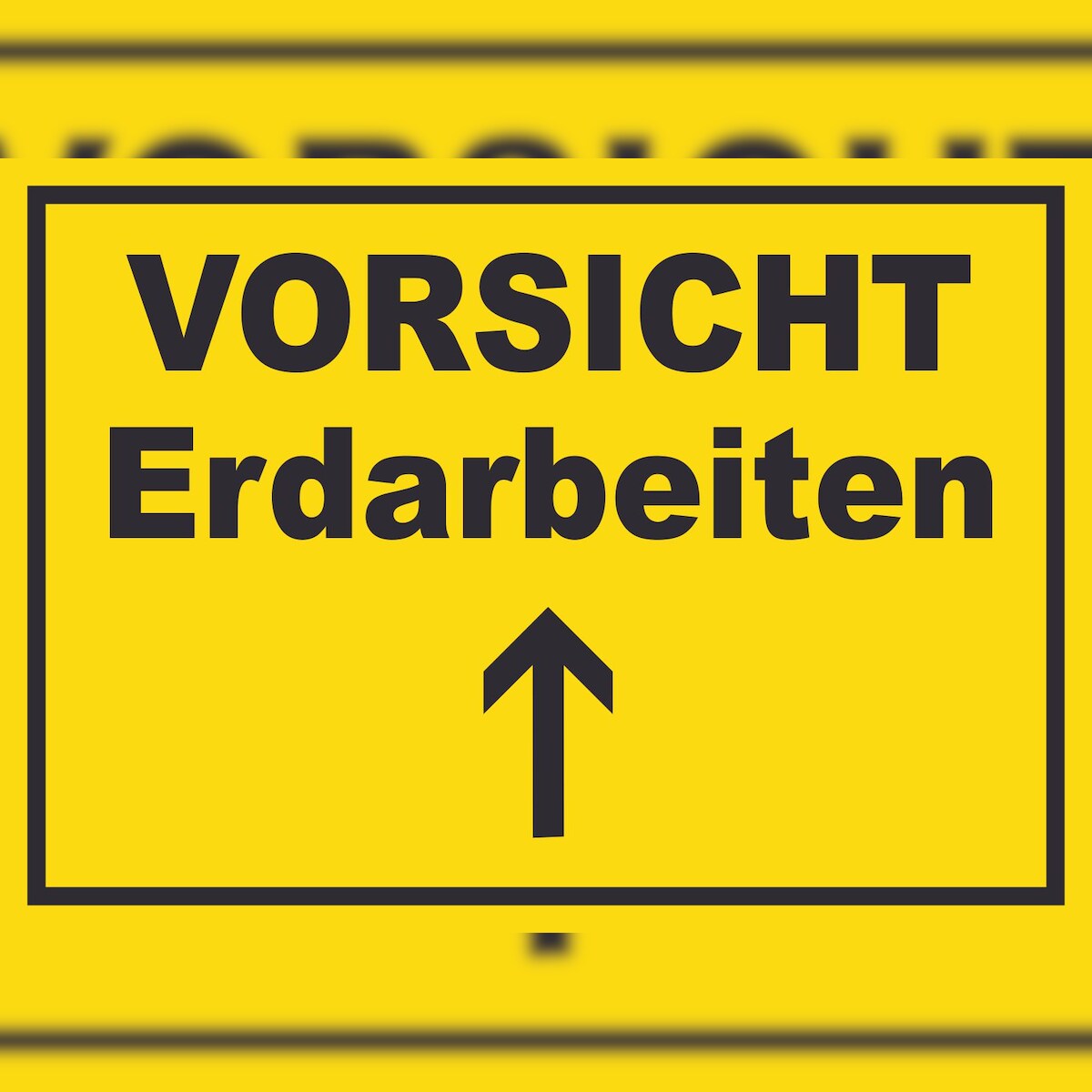 HB-Druck Vorsicht Erdarbeiten mit Richtungspfeil oben Schild A6 (105x148mm) Image