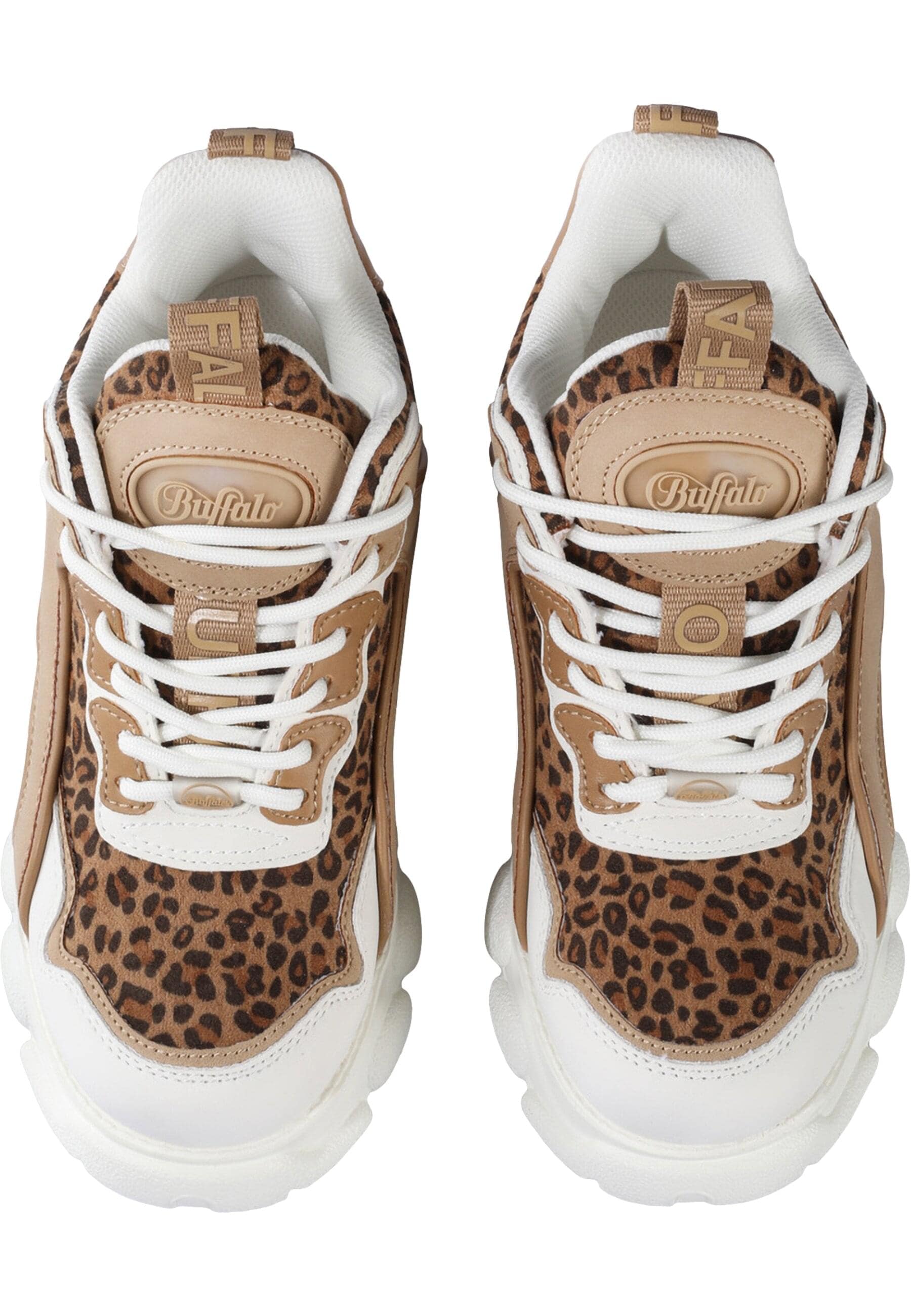 Trainingsschuh BUFFALO "Buffalo Cld Chai - Vegannubuck/ Nappa/", Damen, Gr. 37, beige, braun, leo, Polyurethan, Schuhe