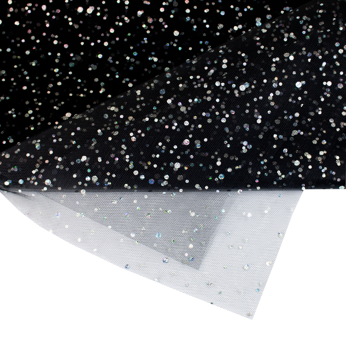 Creativery 150cm Tüllstoff 3m Glitzerpunkten Deko Tütüs Kostüme Feintüll Dekotüll Schwarz Image