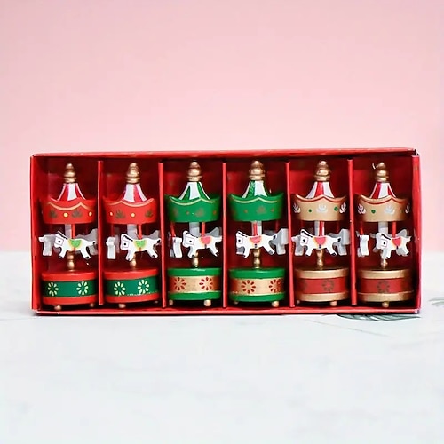 6/12 pcs décoration de pendentif en bois de Noël thème de conte de fées rétro mini pendentif de Troie décoration décoration d