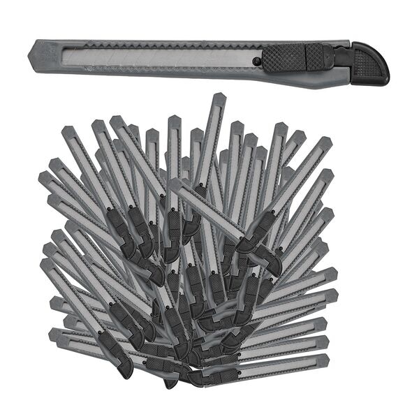 relaxdays 100er-Pack Cuttermesser grau grau Image