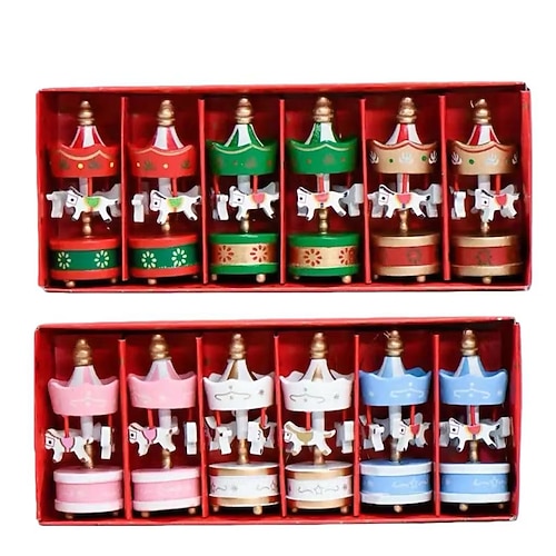 6/12 pcs décoration de pendentif en bois de Noël thème de conte de fées rétro mini pendentif de Troie décoration décoration d