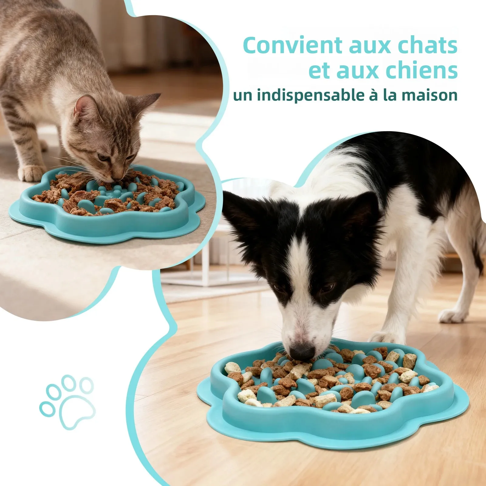 Bol de glouton pour chat et chien, bol de nourriture lente pour chien, bol en silicone comestible, tapis de nourriture lente, anti-choc sur le cou