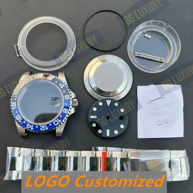 GG-luxe VS/Arf usine montre assembler coffret pour ETA 3285 GMT mouvement boîte en acier inoxydable saphir aiguilles bleu lumineux