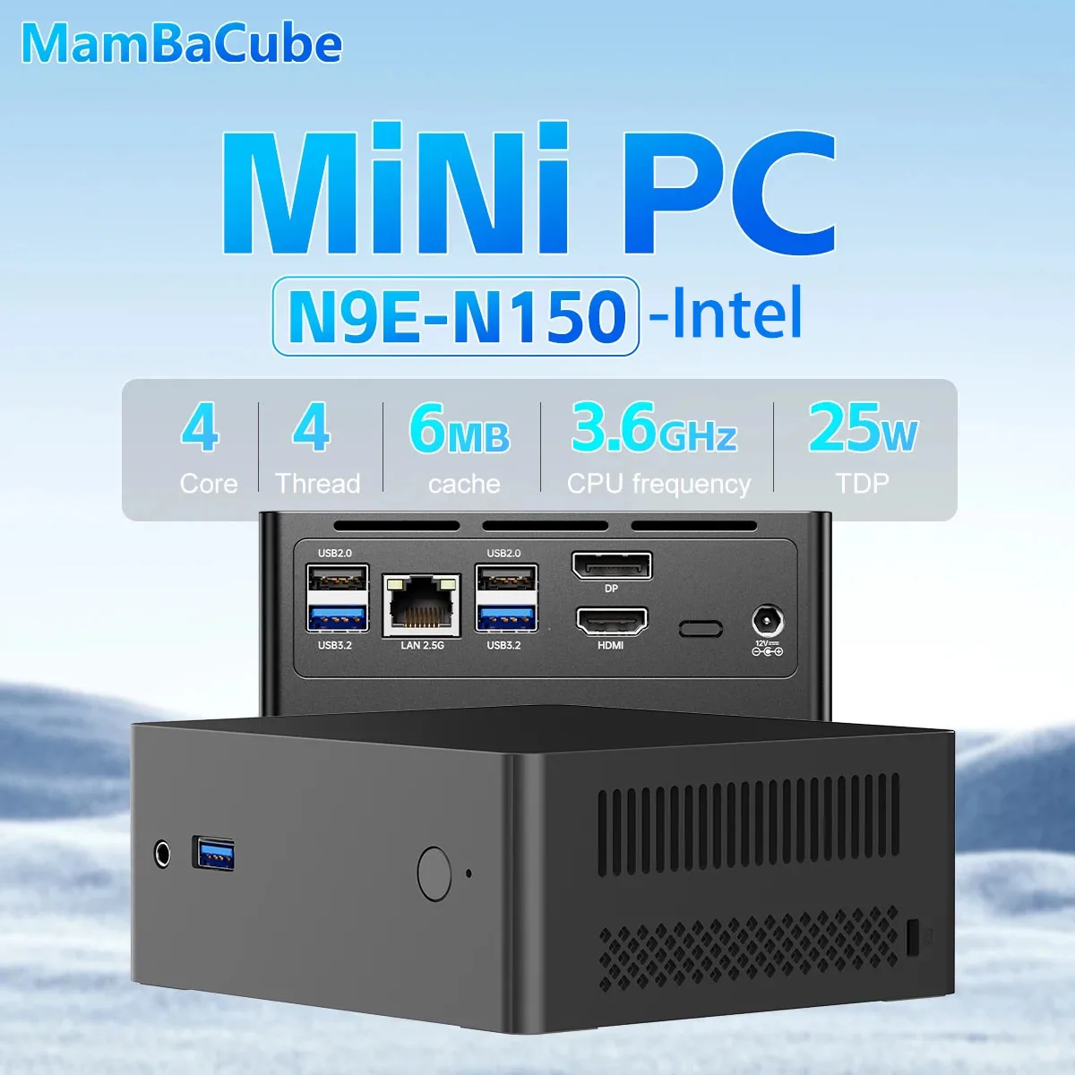 MamBaCube N9E Mini PC Intel N150 Win11 Pro 8GB 16GB DDR4 256GB 512GB SSD WiFi 5 ordinateur de bureau Compact Portable ordinateur de bureau à domicile
