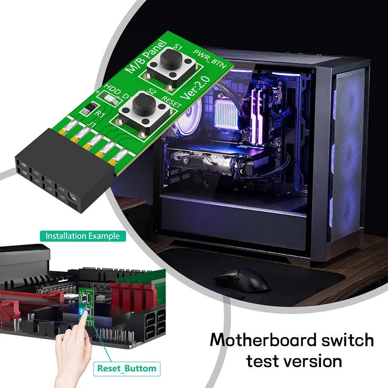 10Pin Reset/Power On/Off Schalter Motherboard Adapter Karte Für Häufig Schalter Testen Ohne Chassis Für Desktop PC Computer Image