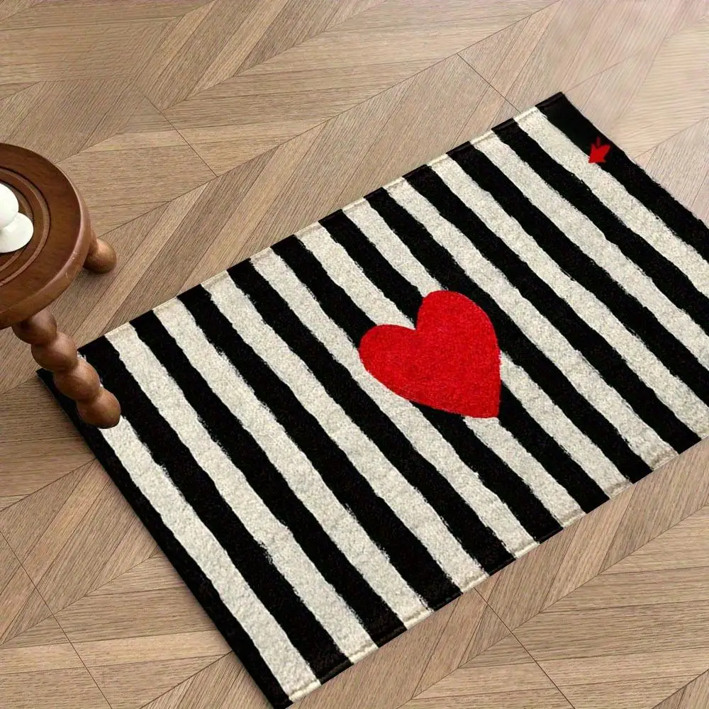 VIKAMA schwarz-weiß gestreifte Anti-Rutsch-Bodenmatten für Küchen, Schlafzimmer, Festivals, leichte und weiche Teppiche, Heimdekoration Image