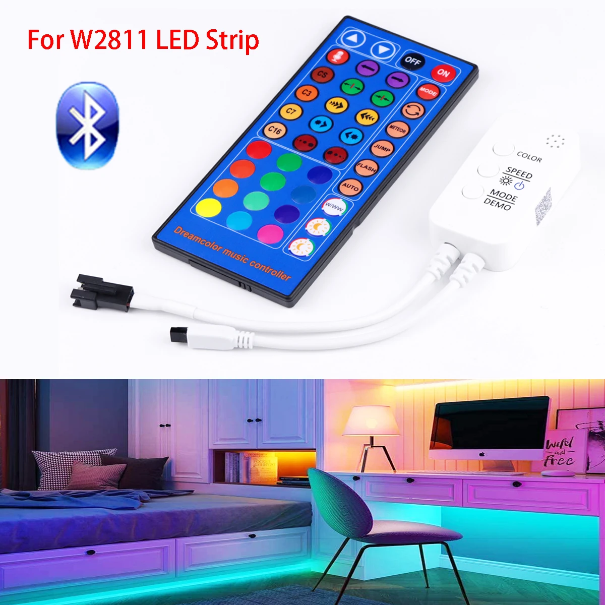 Bluetooth Smart APP RGB-LED-Controller, W2811 RGB-LED-Streifen-Controller, LED-Leuchten-Schalter für 12 V 5050/2835 COB LED-Band-Neonlicht