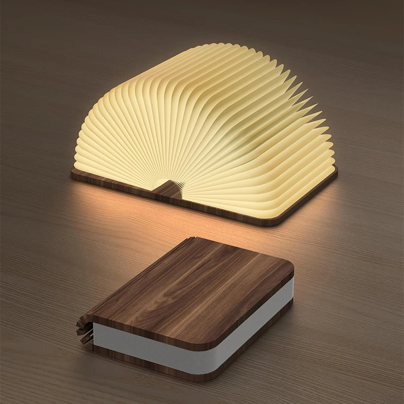 Wiederaufladbare LED-Buchlampe, Nachtlicht aus Holz, tragbare Tischleuchte, faltbare Leselampe, Umgebungsbeleuchtung am Bett der Heimbibliothek