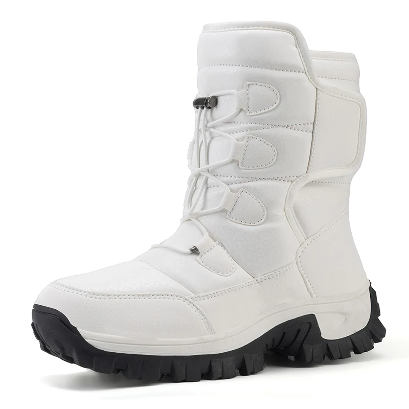 Neue Warme Plüsch Damen Herren Schnee Stiefel Mode Outdoor Stiefel Plattform Anti-Slip Wanderschuhe Wasserdichte Winter Warme Stiefeletten Image
