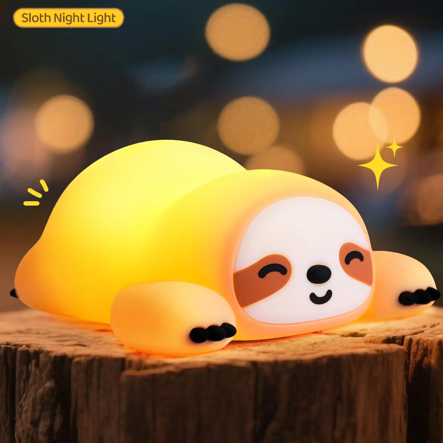Silikon-Nachtlicht aus weichem Faultier, USB wiederaufladbar, Touch-Steuerung, dimmbare Nachttischlampe für Kinderzimmer, Kinder, Babys, Geschenkdekoration