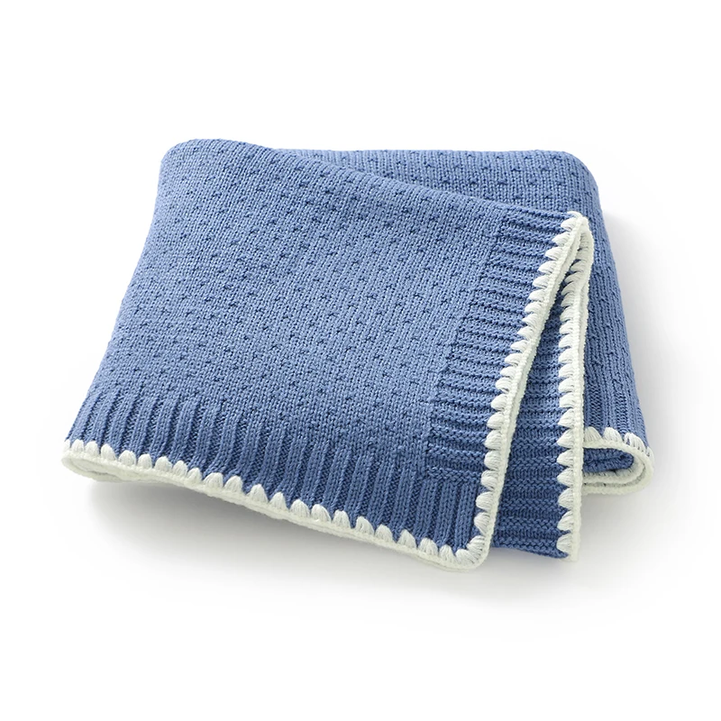 Neugeborenen Baby Decke Stricken Infant Junge Mädchen Bettwäsche Quilt 90*70CM Kinderwagen Windeln Umschlag Fashion Solid Plaid Krippe schlaf Abdeckungen Image