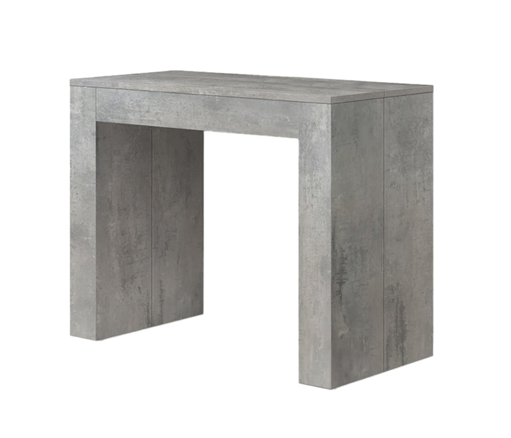Console à rallonge en bois, finition gris ciment 90×45-90×300 cm