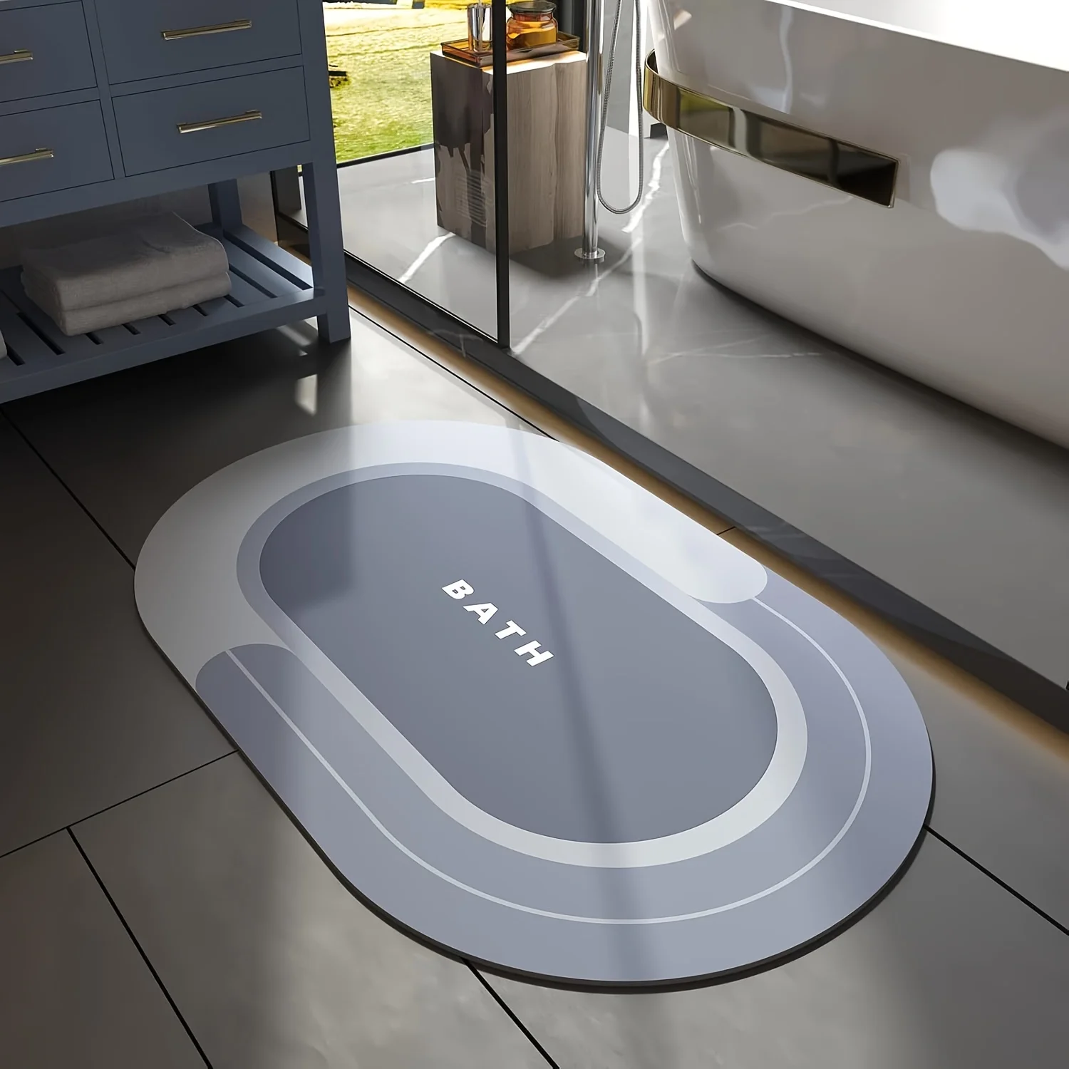 VIKAMA Oval Floor Mat Waterproof Non-Slip Bathroom Mat Door Mat Simple High-End Carpet Rug For Bedroom Kitchen Rug
