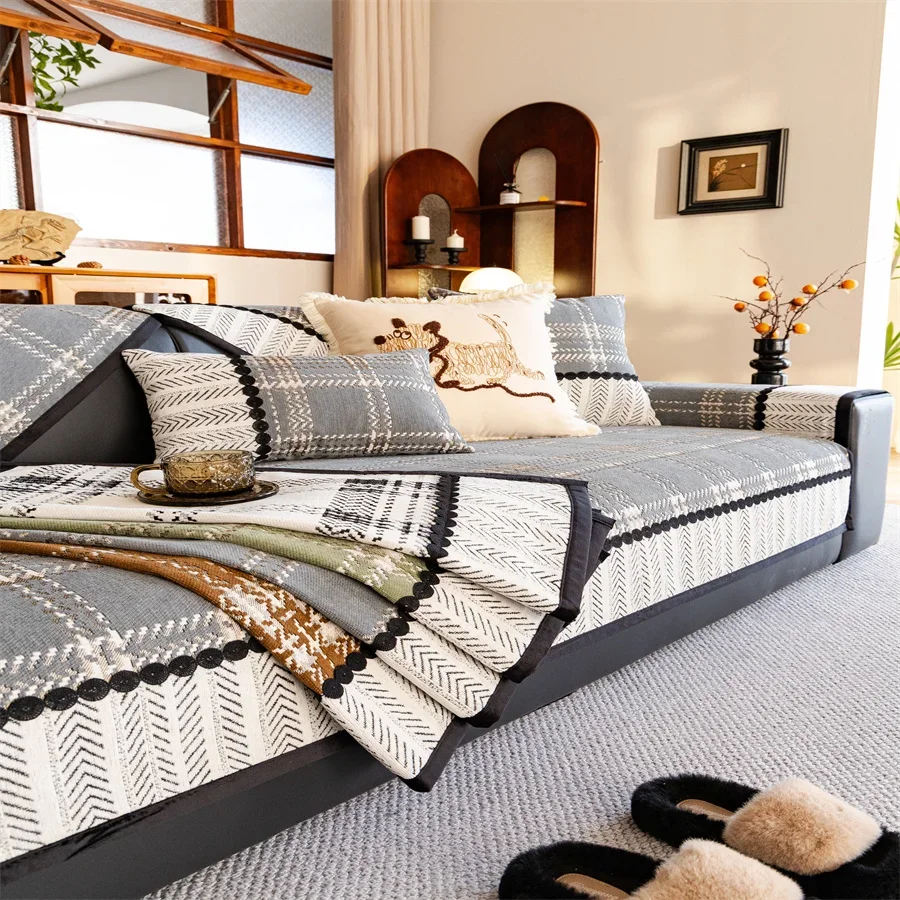 Sofakissen, vier Jahreszeiten, universell, schlicht, modern, Bezug, Stoff, rutschfestes Kissen, leicht, luxuriös, Sofabezug, Handtuch Image