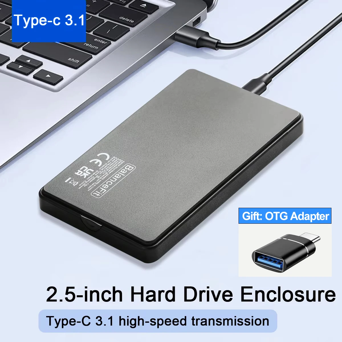 2,5" SATA zu USB3.0/USB 3.1 HDD-Gehäuse 5 Gbit/s Festplattenhüllen für SSD Externer Speicher HDD-Box für Laptop Notebook Desktop PC Image