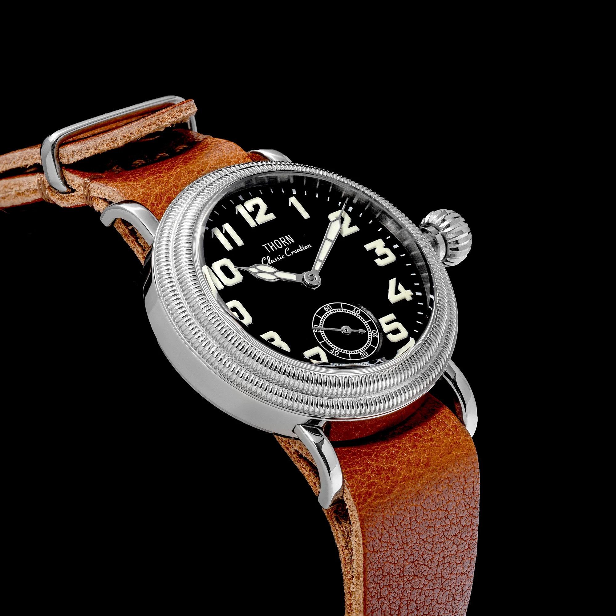 THORN Männer Pilot Uhr 36MM Sport Handaufzug Mechanische Armbanduhr 5Bar Wasserdicht Leucht Saphir ST1700 Kleine Sekunde Zifferblatt Image