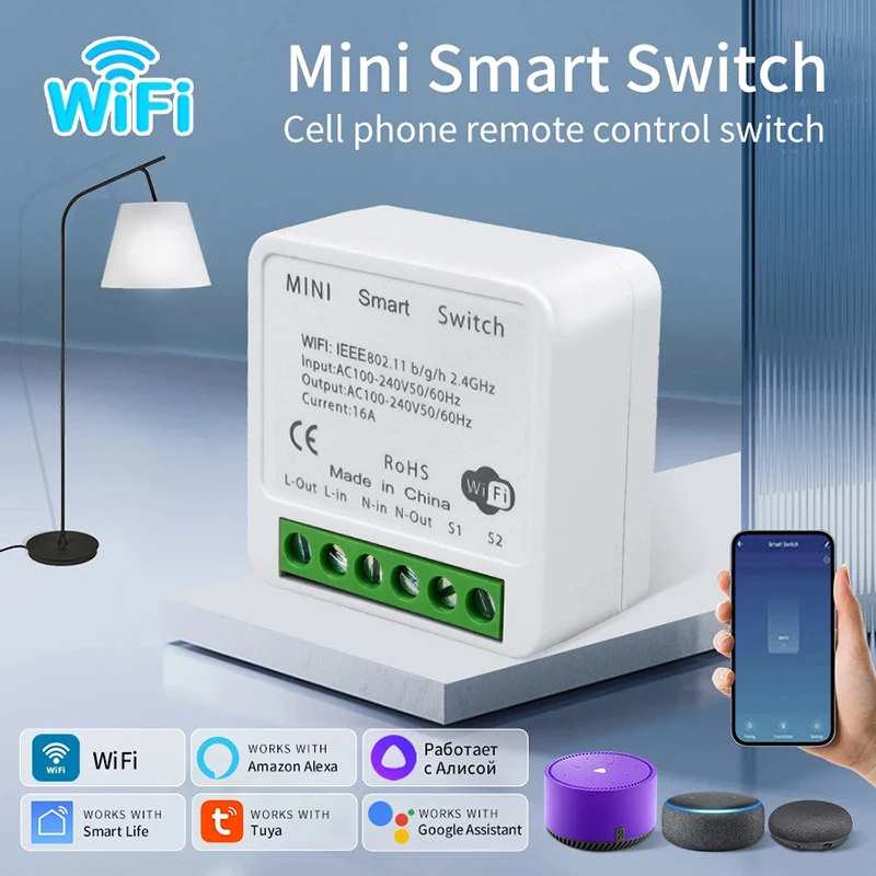 16A Tuya WiFi DIY Licht Smart Switch Power Monitor 2-weg Steuerung Smart Home Automation Über Alexa Google Home Alice Smart Leben Image